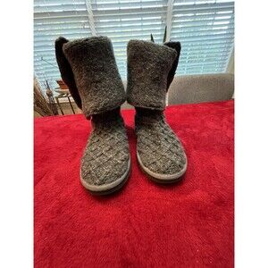UGG Lattice Cardy Gray Knit Fur Boots Womens Size 8